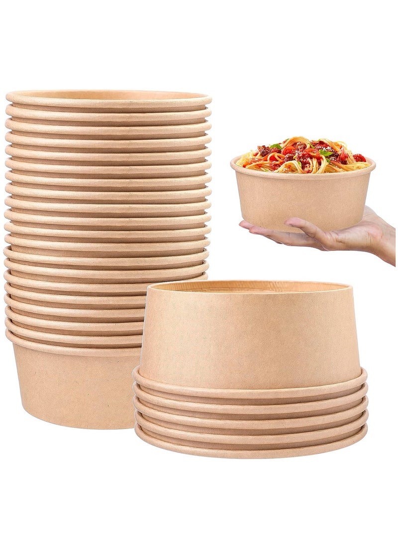 Disposable Paper Bowls, 25 Pack with Clear Lids, Paper Salad Bowls, Large Paper Soup Bowls, 25oz Paper Food Container with Lid Suitable for Diet Salad, Ice Cream, Yogurt and Other Foods - Image 1